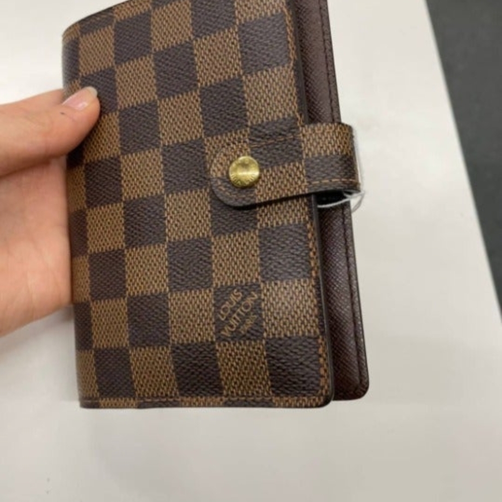 Authentic Louis Vuitton Brown Damier Ebene Luxury Agenda Notebook Cover Wallet